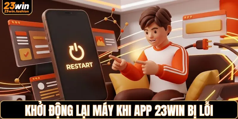 Khởi động lại máy khi app 23WIN bị lỗi